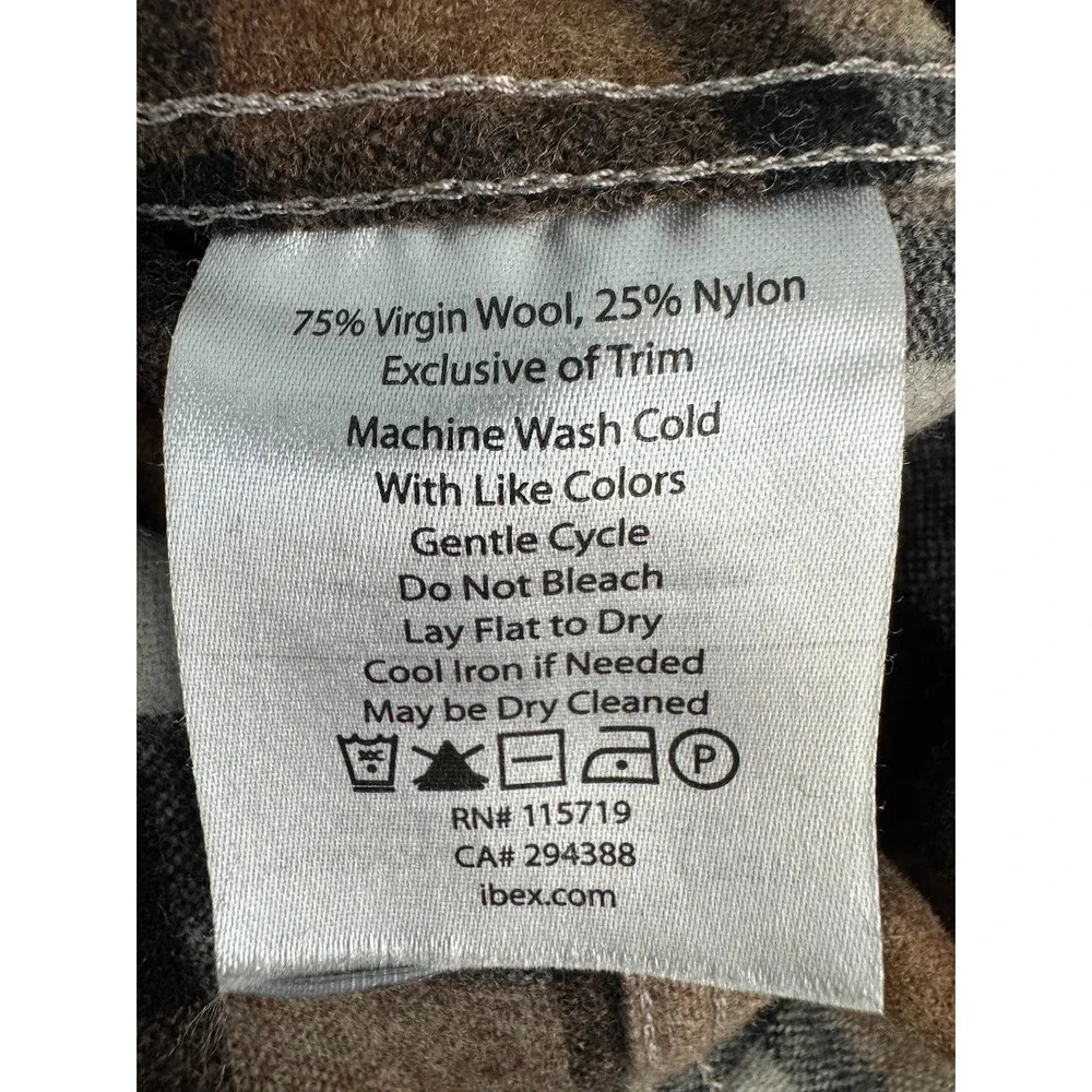 Ibex Taos Brown Plaid Flannel Snap Button Up Shirt Pockets Wool Outdoor Womens M